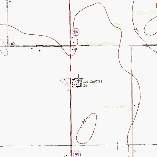 Topographic Map of Los Coyotes Gin, TX