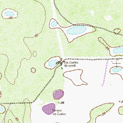 Topographic Map of Los Cuates Windmill, TX