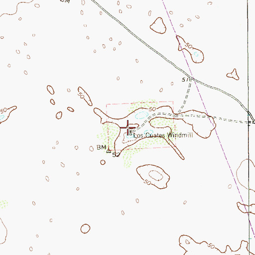 Topographic Map of Los Cuates Windmill, TX