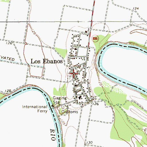 Topographic Map of Los Ebanos, TX