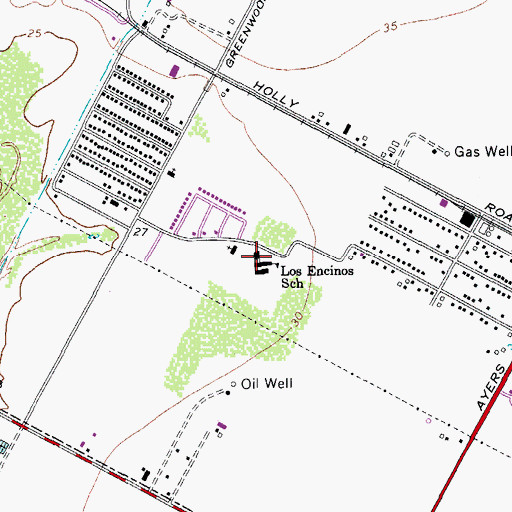 Topographic Map of Los Encinos School, TX