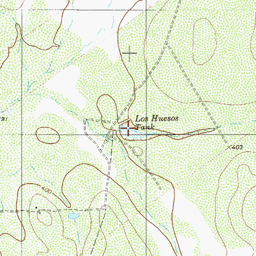 Topographic Map of Los Huesos Tank, TX