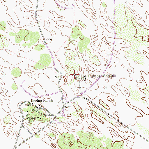 Topographic Map of Los Huesos Windmill, TX