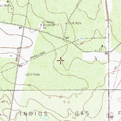 Topographic Map of Los Indios Gas Field, TX