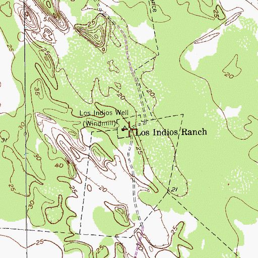 Topographic Map of Los Indios Ranch, TX