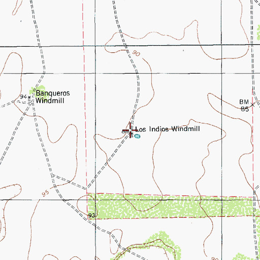Topographic Map of Los Indios Windmill, TX