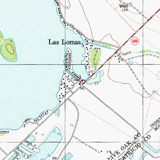 Topographic Map of Los Lomas, TX