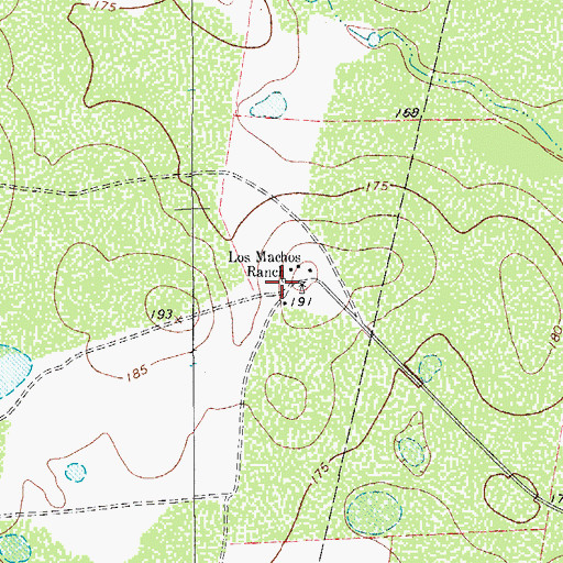 Topographic Map of Los Machos Ranch, TX