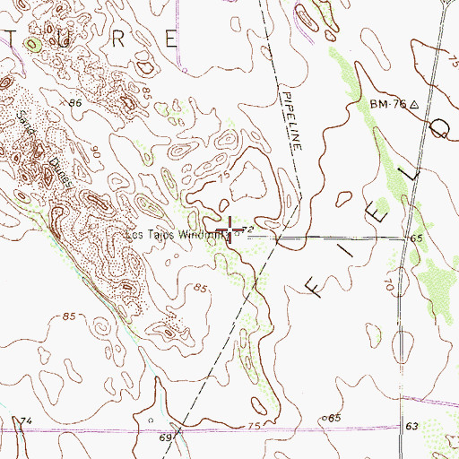 Topographic Map of Los Tajos Windmill, TX