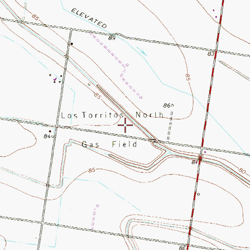 Topographic Map of Los Torritos North Gas Field, TX