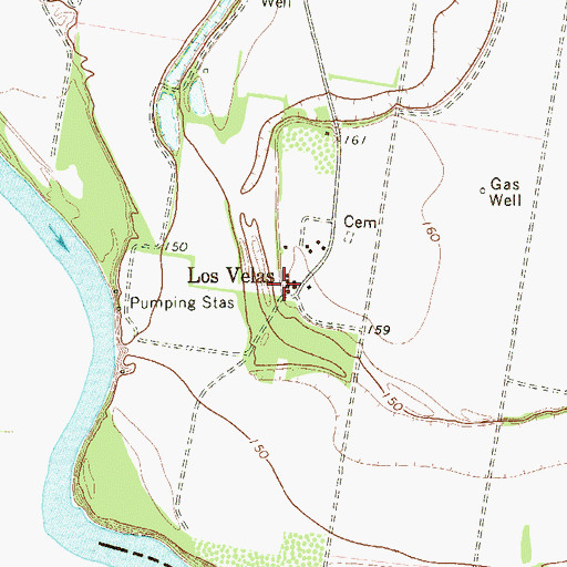 Topographic Map of Los Velas, TX