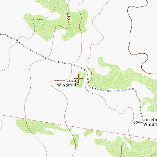 Topographic Map of Lova Windmill, TX