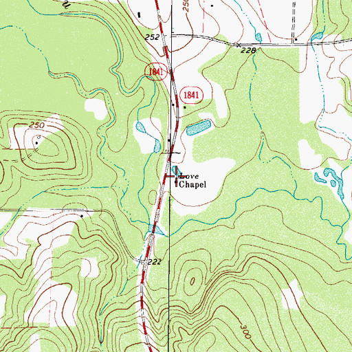 Topographic Map of Love Chapel, TX
