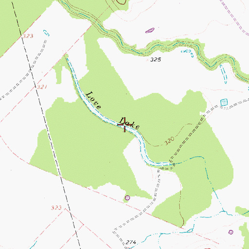 Topographic Map of Love Lake, TX