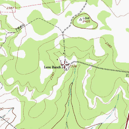 Topographic Map of Love Ranch, TX