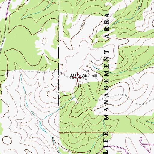 Topographic Map of Love Windmill, TX