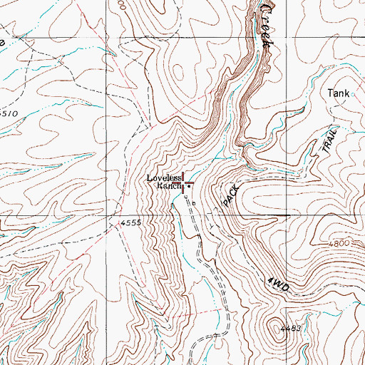 Topographic Map of Loveless Ranch, TX
