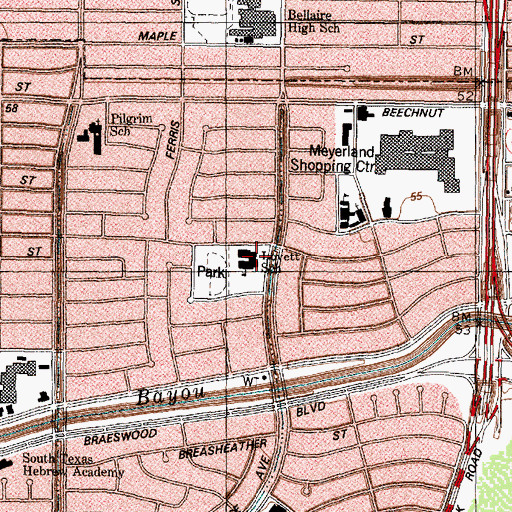 Topographic Map of Lovett School, TX