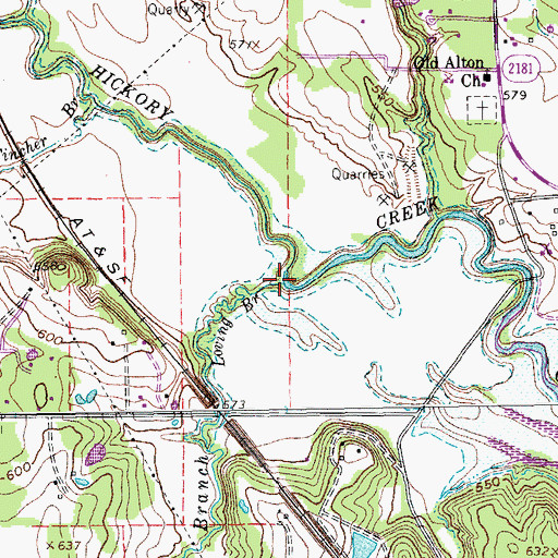 Topographic Map of Loving Branch, TX