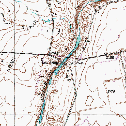 Topographic Map of Low Bridge, TX