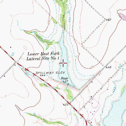 Topographic Map of Lower East Fork Lateral Site Number One, TX