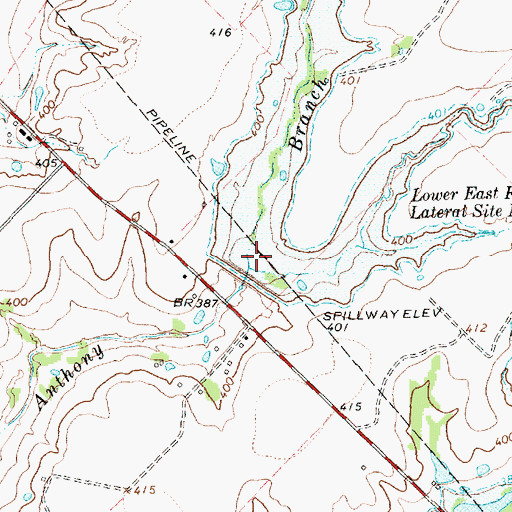 Topographic Map of Lower East Fork Lateral Site Number Five, TX