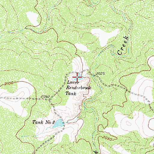 Topographic Map of Lower Renderbrook Tank, TX