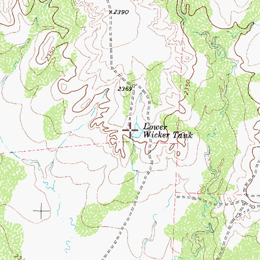 Topographic Map of Lower Wicker Tank, TX