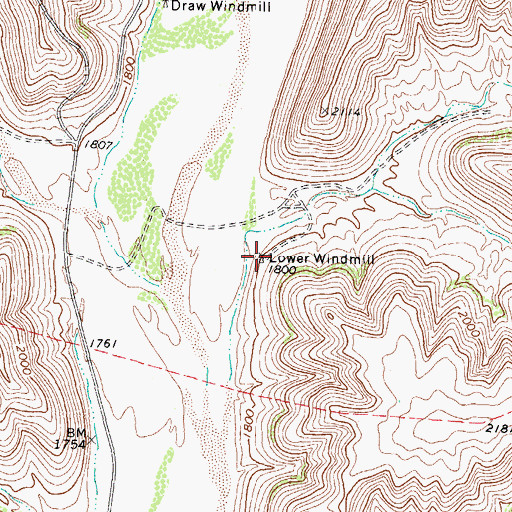 Topographic Map of Lower Windmill, TX