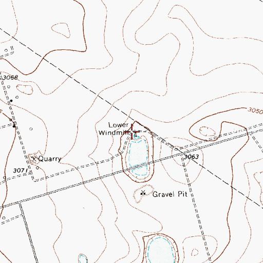 Topographic Map of Lower Windmill, TX