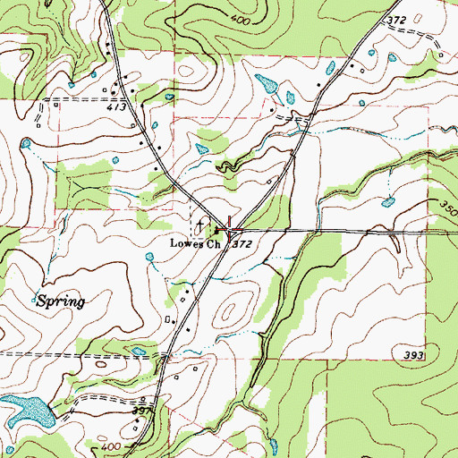 Topographic Map of Lowes Church, TX