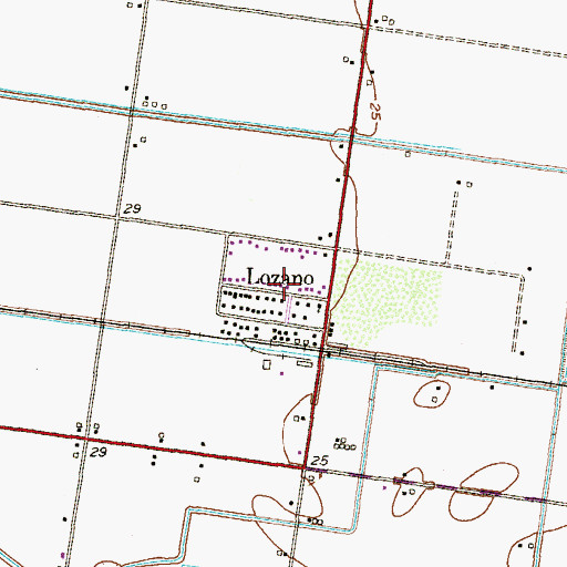 Topographic Map of Lozano, TX