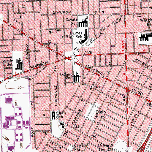 Topographic Map of Lozano School, TX