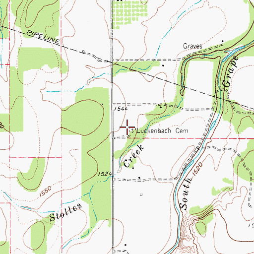 Topographic Map of Luckenbach Cemetery, TX