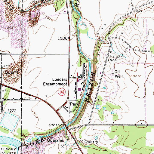 Topographic Map of Lueders Encampment, TX