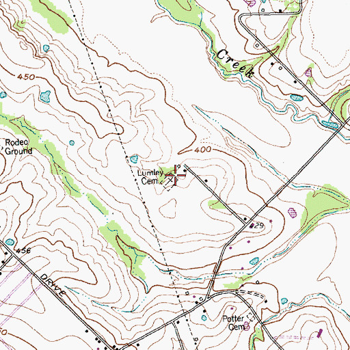 Topographic Map of Lumley Cemetery, TX