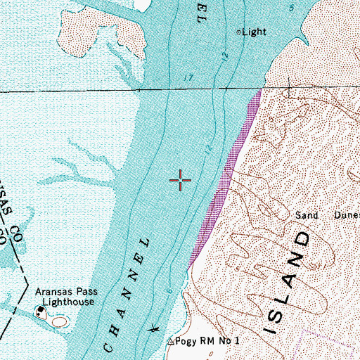 Topographic Map of Lydia Ann Channel, TX