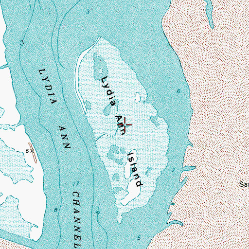 Topographic Map of Lydia Ann Island, TX