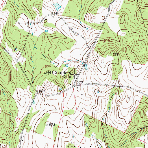 Topographic Map of Lyles-Sanders Cemetery, TX