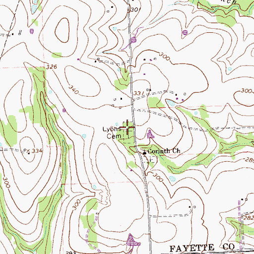 Topographic Map of Lyons Cemetery, TX