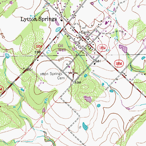 Topographic Map of Lytton Springs Cemetery, TX