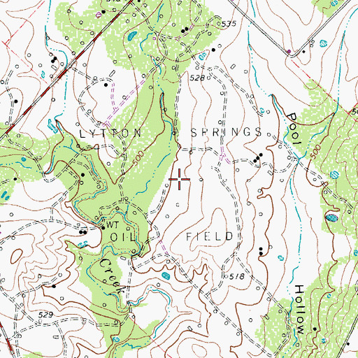 Topographic Map of Lytton Springs Oil Field, TX