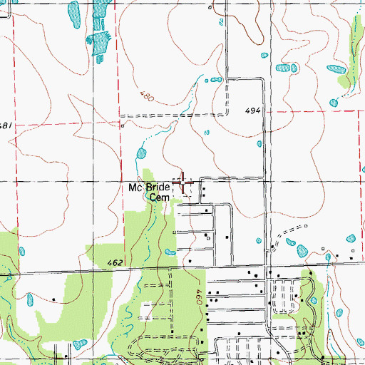 Topographic Map of McBride Cemetery, TX
