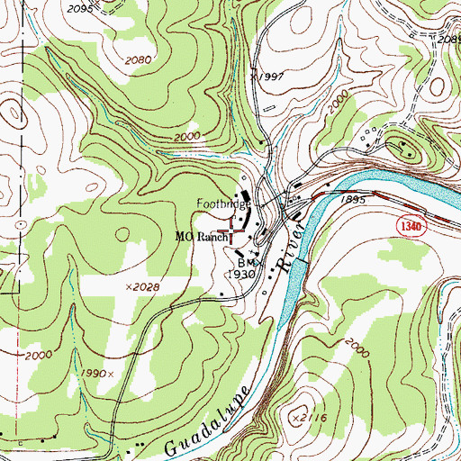 Topographic Map of MO Ranch, TX