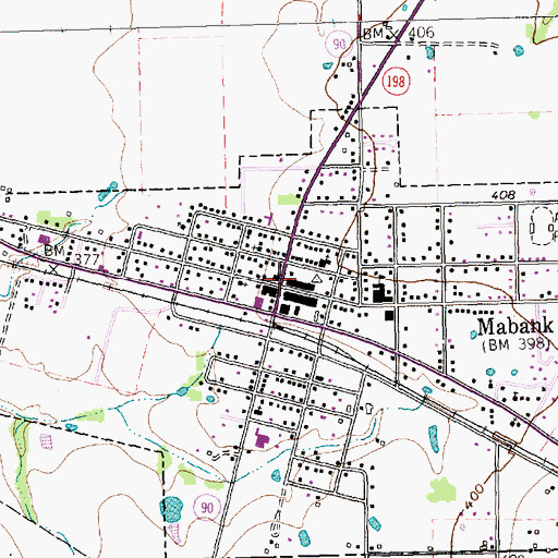 Topographic Map of Mabank, TX