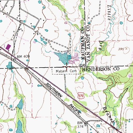 Topographic Map of Mabank Cemetery, TX