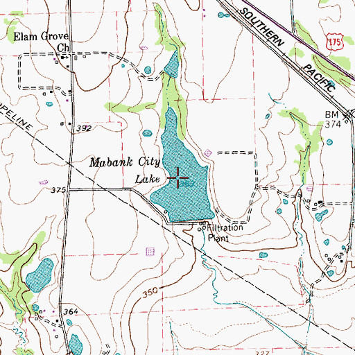 Topographic Map of Mabank City Lake, TX