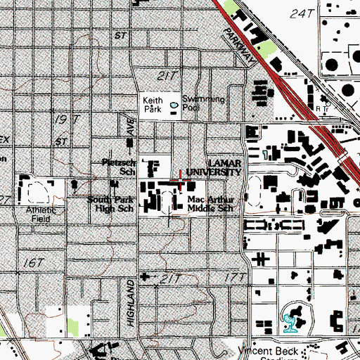 Topographic Map of MacArthur Junior High, TX