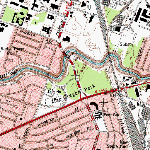 Topographic Map of MacGregor Park, TX