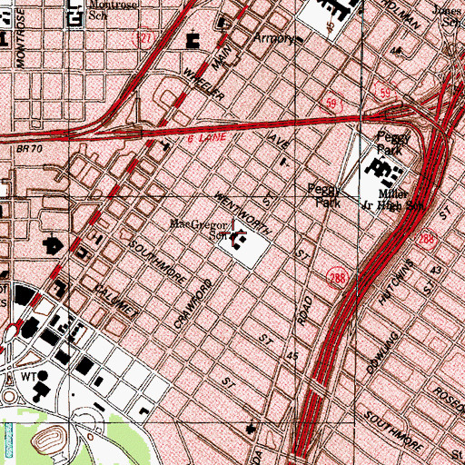 Topographic Map of MacGregor School, TX